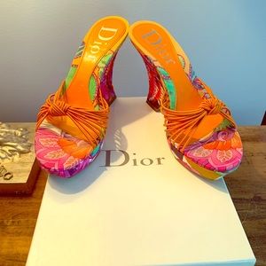Dior Floral Print Wedges